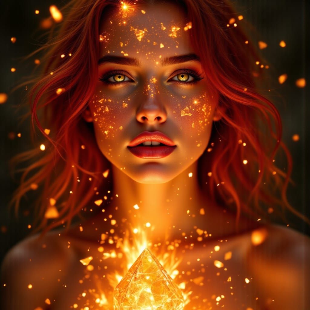 Ember Radiance: A Portrait in Crystalline Style