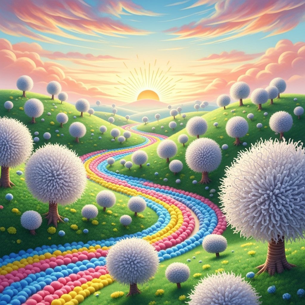 Dreamy Pom-Pom Landscape in Pastel Colors