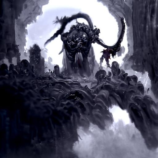 Infernal Citadel with Giant Demon in Hellscape