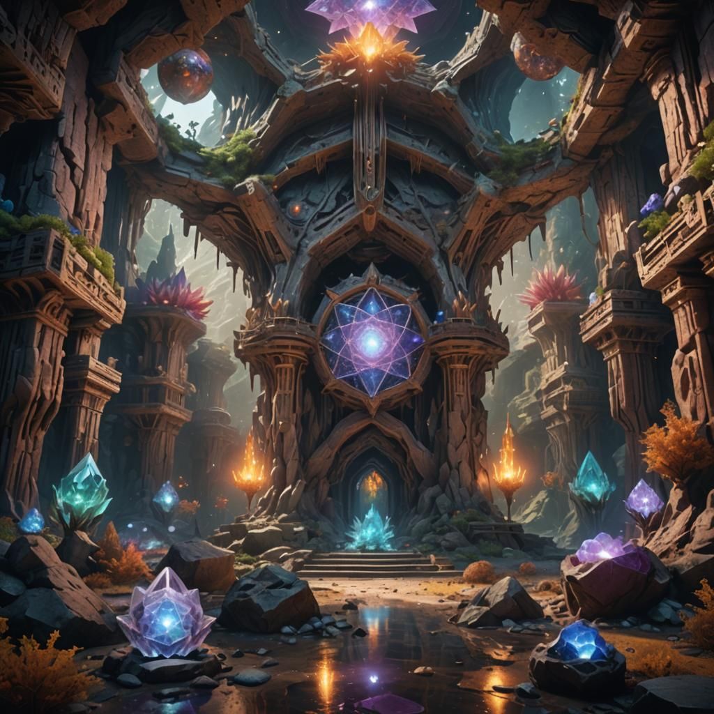 Metatron's Crystal Cavern: Detailed Fantasy Concept Art