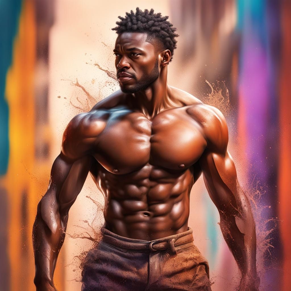 Hyperrealistic Portrait of Muscular African American Man