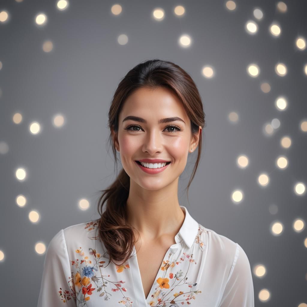 Professional Woman Portrait with Studio Lighting and Bokeh