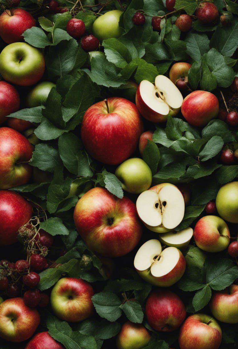 The tree of cut apples