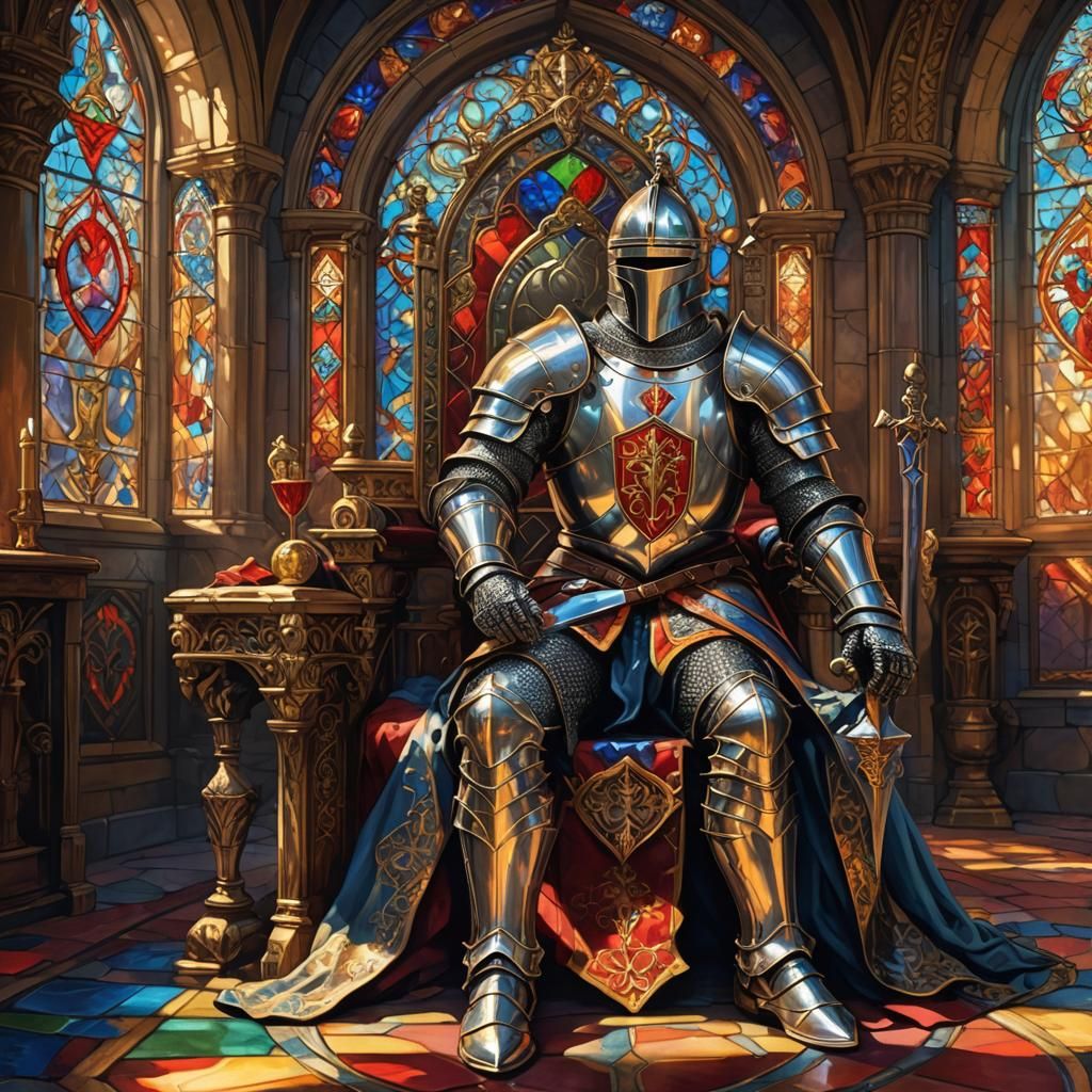 Knight of Hearts in Ornate Throne Room