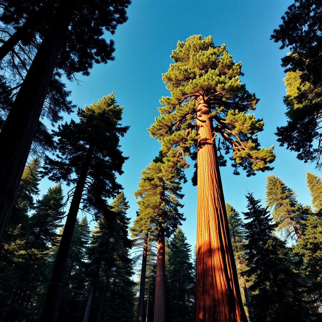 Giant Sequoia Trees in Abstract Digital Art