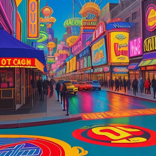 Psychedelic Las Vegas Strip Landscape at Dusk