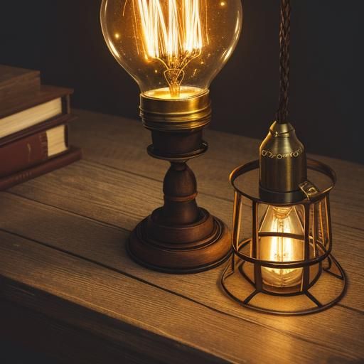 Steampunk Edison Bulb Still Life in Macro