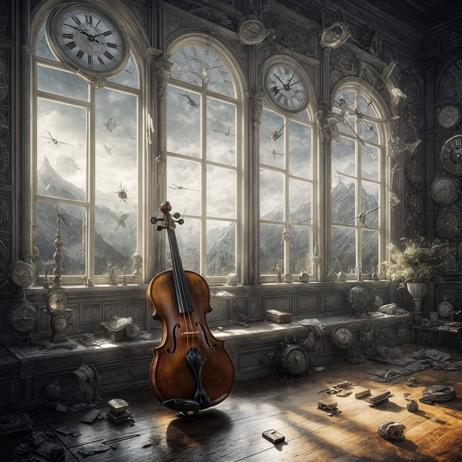 Ethereal Violinist in a Dreamy, Surreal Landscape