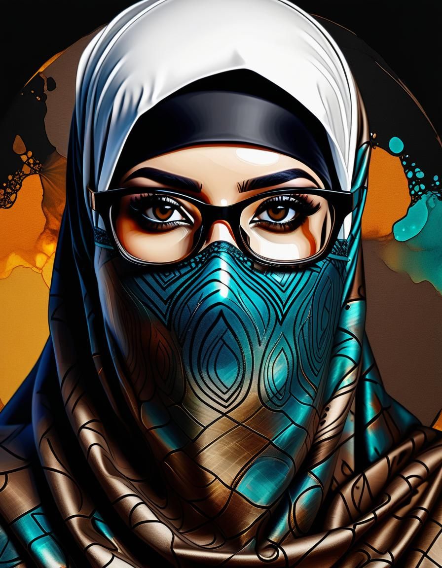 Psychedelic Pop Art Portrait of Niqabi Woman