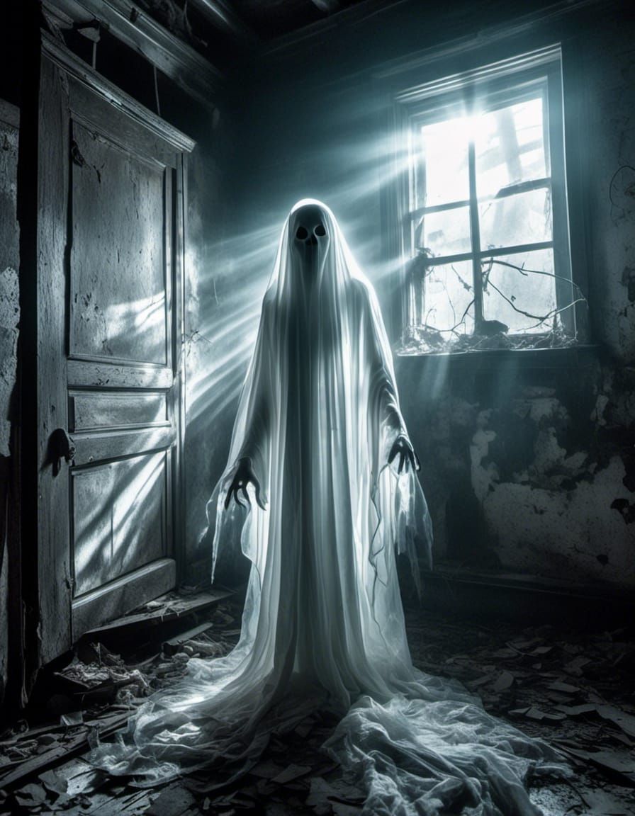 <lora:Ghost Entity:1.0> <lora:Alien Resin:1.0> 16k, full body portrait close up of a ghost floating through an abandone...