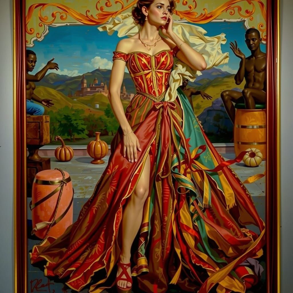 Dynamic Swirling Ribbons of Red in Hyperrealistic Style