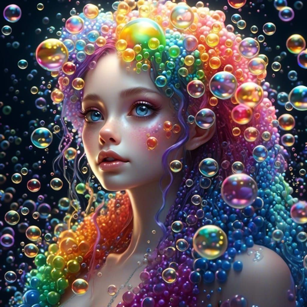 Cute Soap Bubble Creature in Magical World