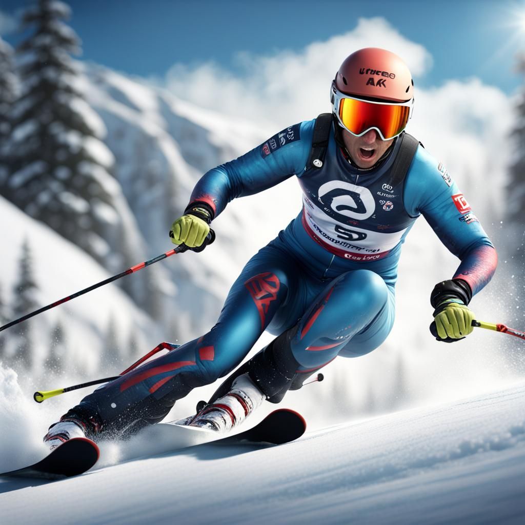 Giant Slalom Skier Wipeout in Hyperreal Detail