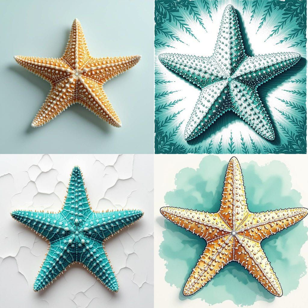 Detailed Starfish Illustration with Fine Line Work