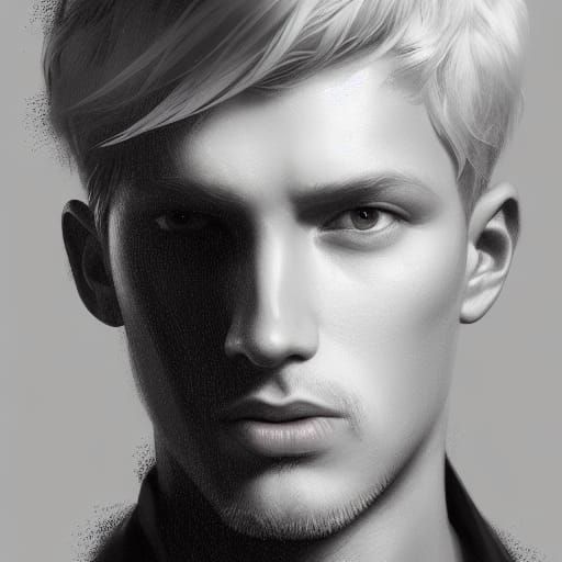 Detailed Portrait of a Blonde Man in Art Nouveau Style