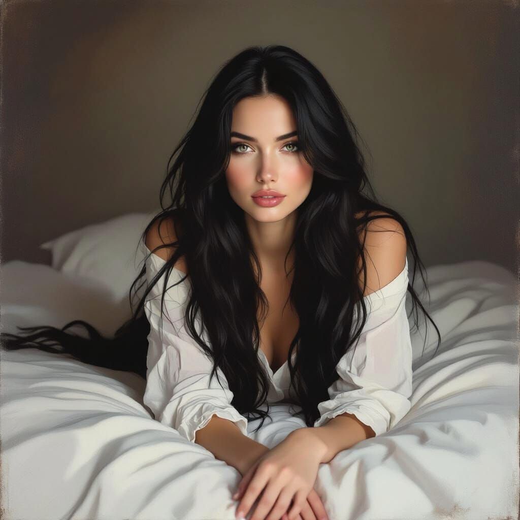 Slavic Woman Wakes Up in Dimly Lit Room