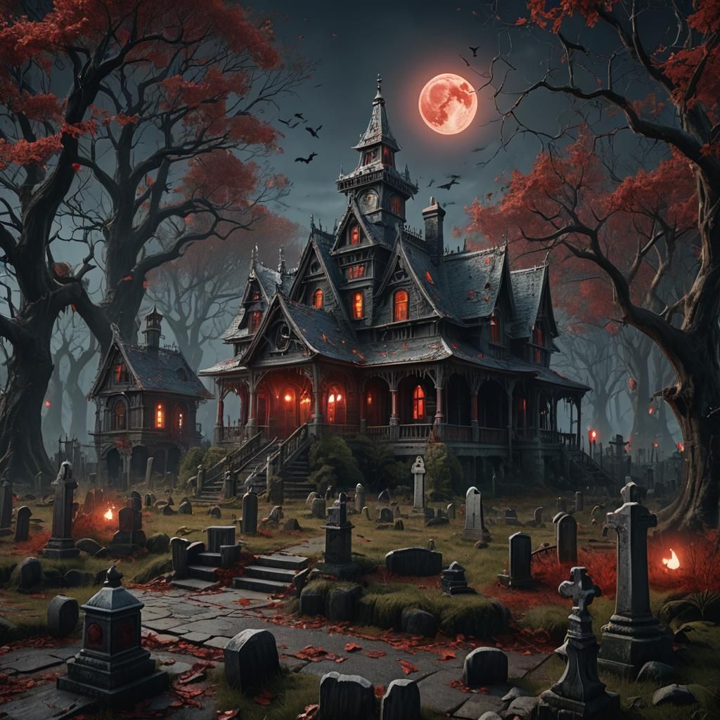 Haunted House in Forest: Detailed Matte Painting