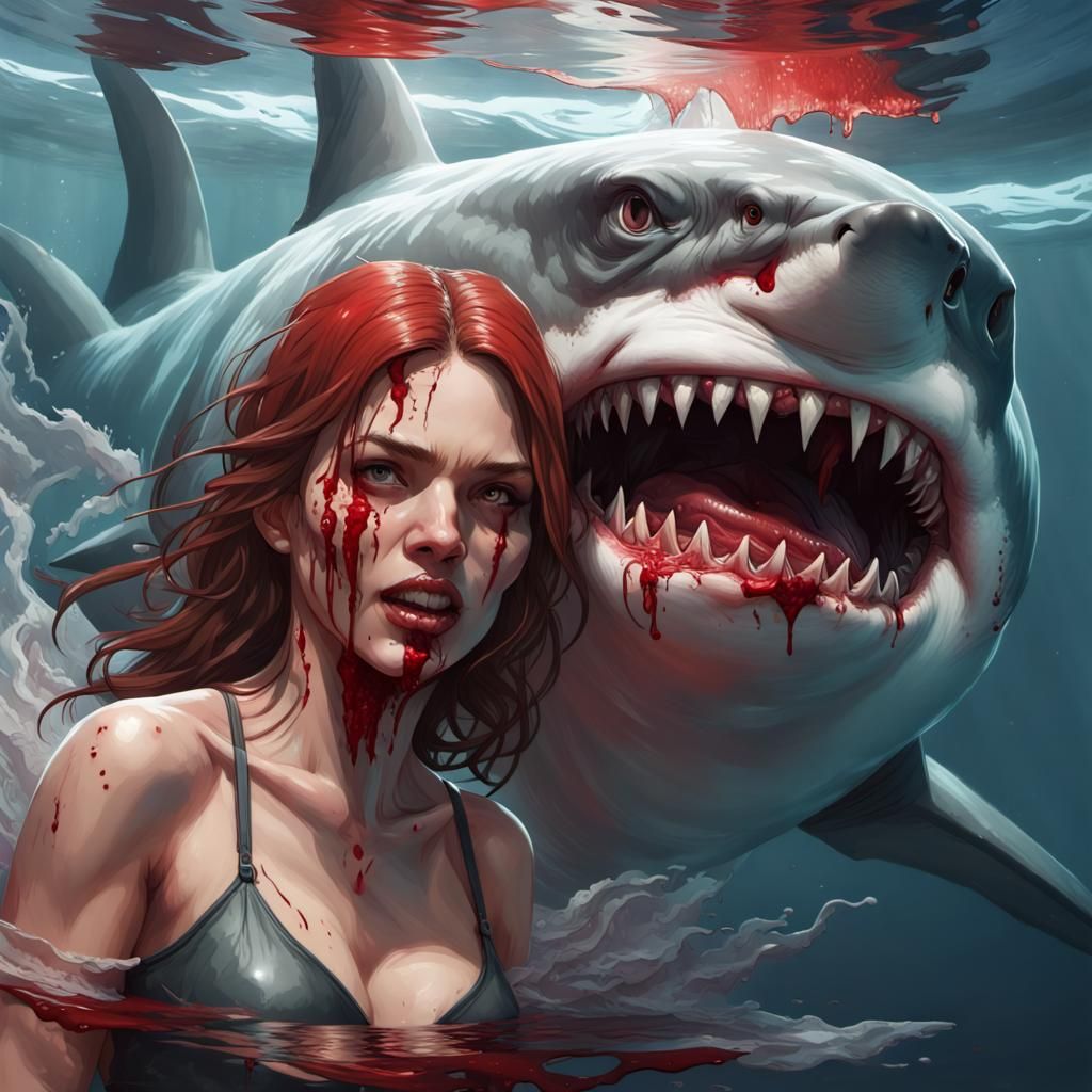 Great White Shark Attack in Bloody Water