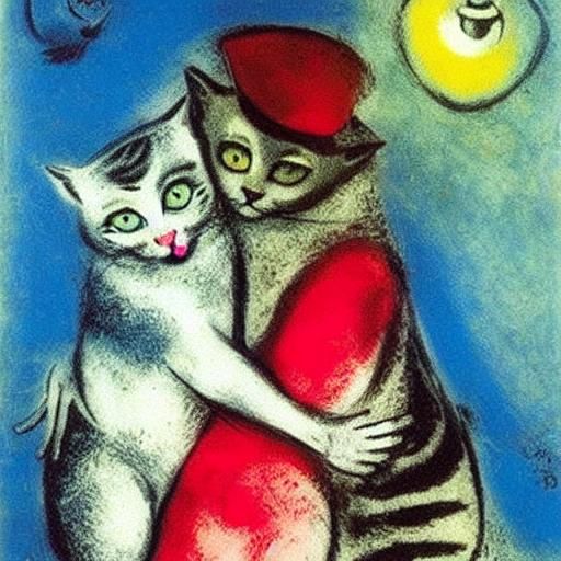 Cats Expressing Love: A Chagall and Rembrandt Inspired Maste...
