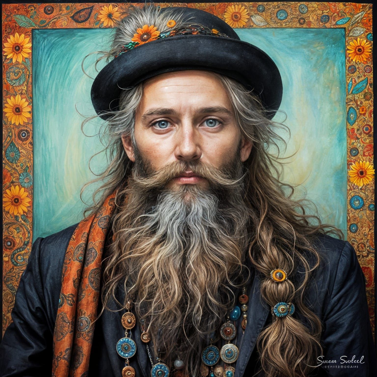 Bohemian Eyes Beneath Whimsical Beard