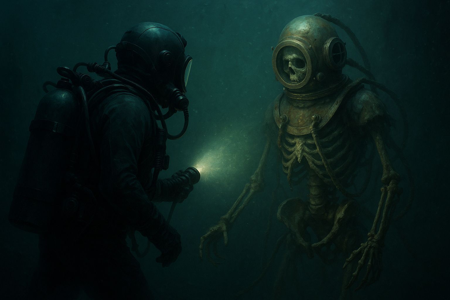 Ghostly Diver Encounter in a Deep Sea Horror
