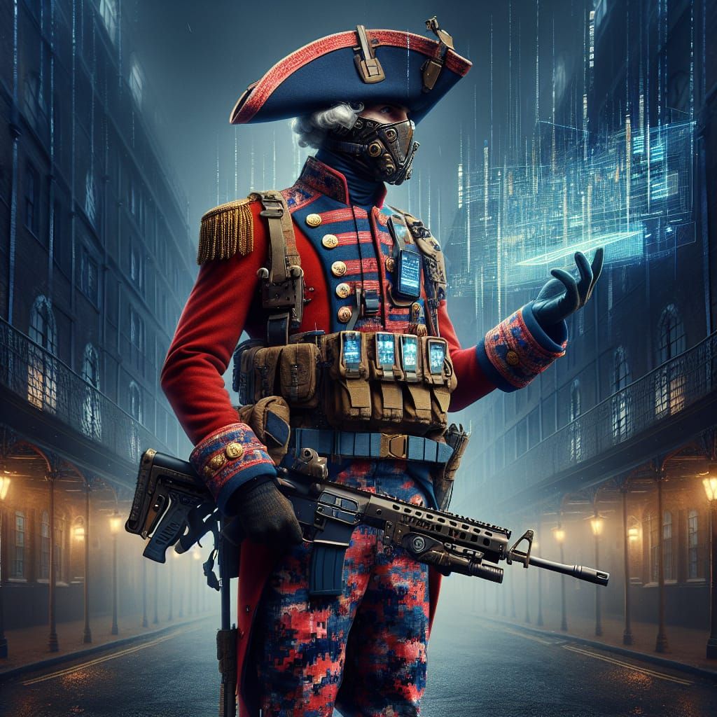 Futuristic British Soldier Blending Past and Present