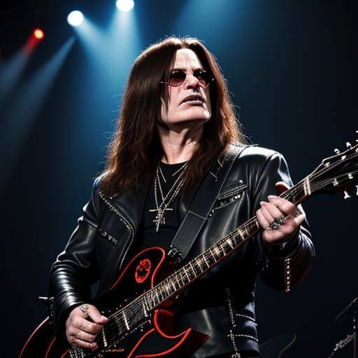 Ozzy Osbourne on Stage in Dark Fantasy Metal Art
