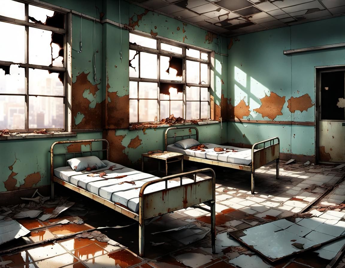 Abandoned Hospital Interior in Anime Style