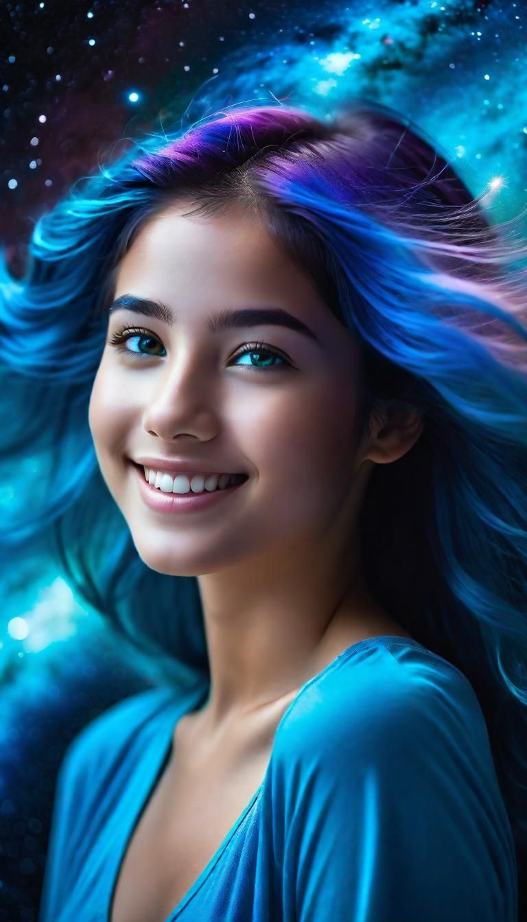 Girl in Space with Radiant Orb