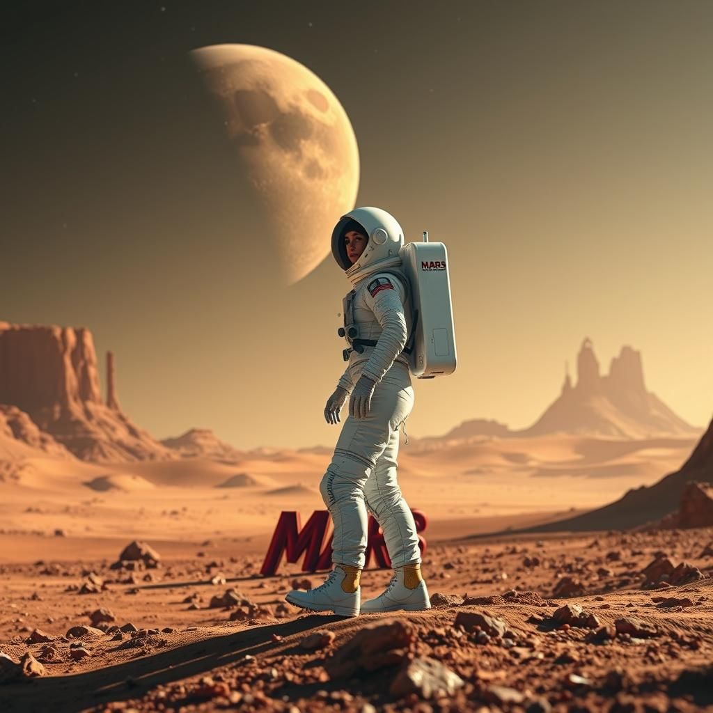 Astronaut on Mars Gazing at Chocolate Bar