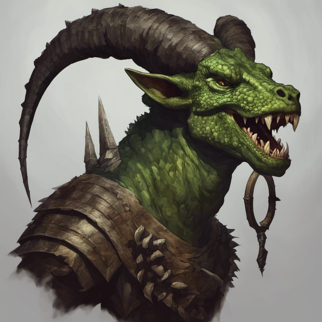Demonic Lizardfolk Barbarian Character Art in 8K