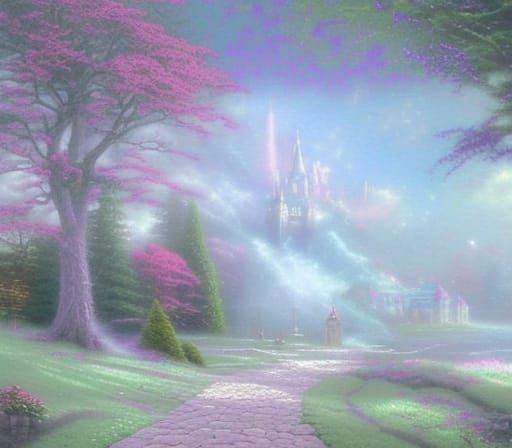 Ethereal Fantasy Landscape with Misty Details