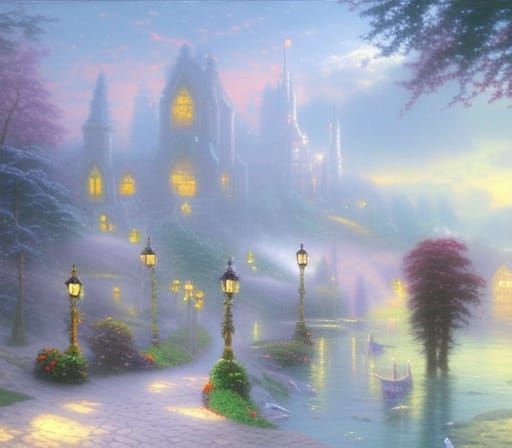 Ethereal Fantasy Landscape in Luminist Style