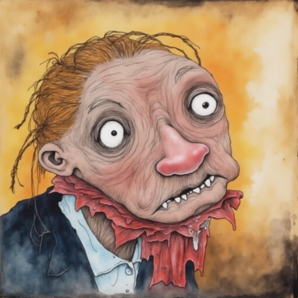 Post-Apocalyptic Woman with Dog in Whimsical Style