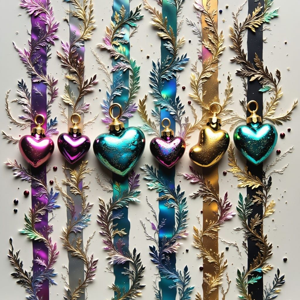 Vibrant Embossed Print of Watercolor Holiday Decor