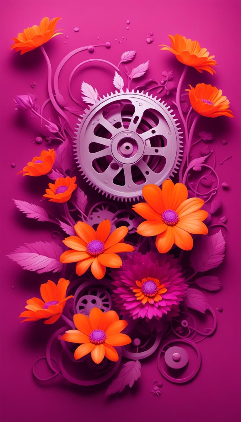 Infant Mechanic in Minimal Floral Ethereal Art