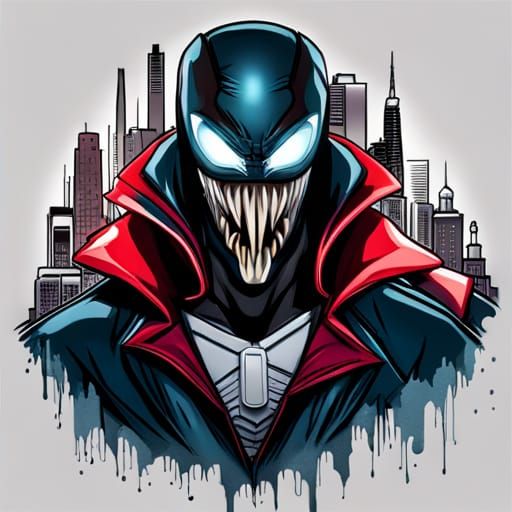 Venom in Cyberpunk City: 3D Render