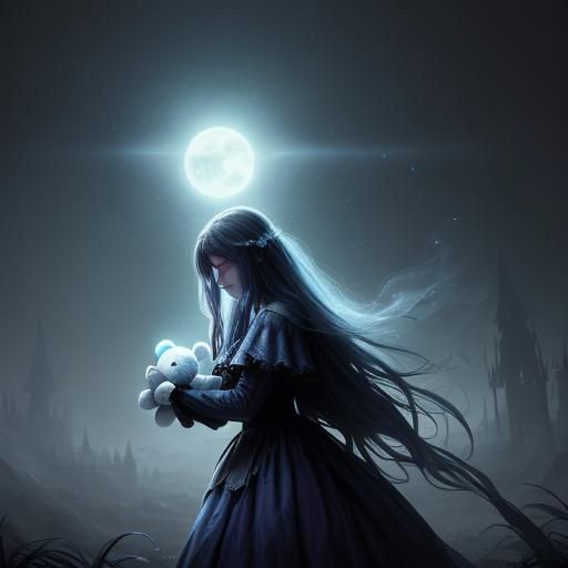 Ethereal Ghost Girl in Haunted House