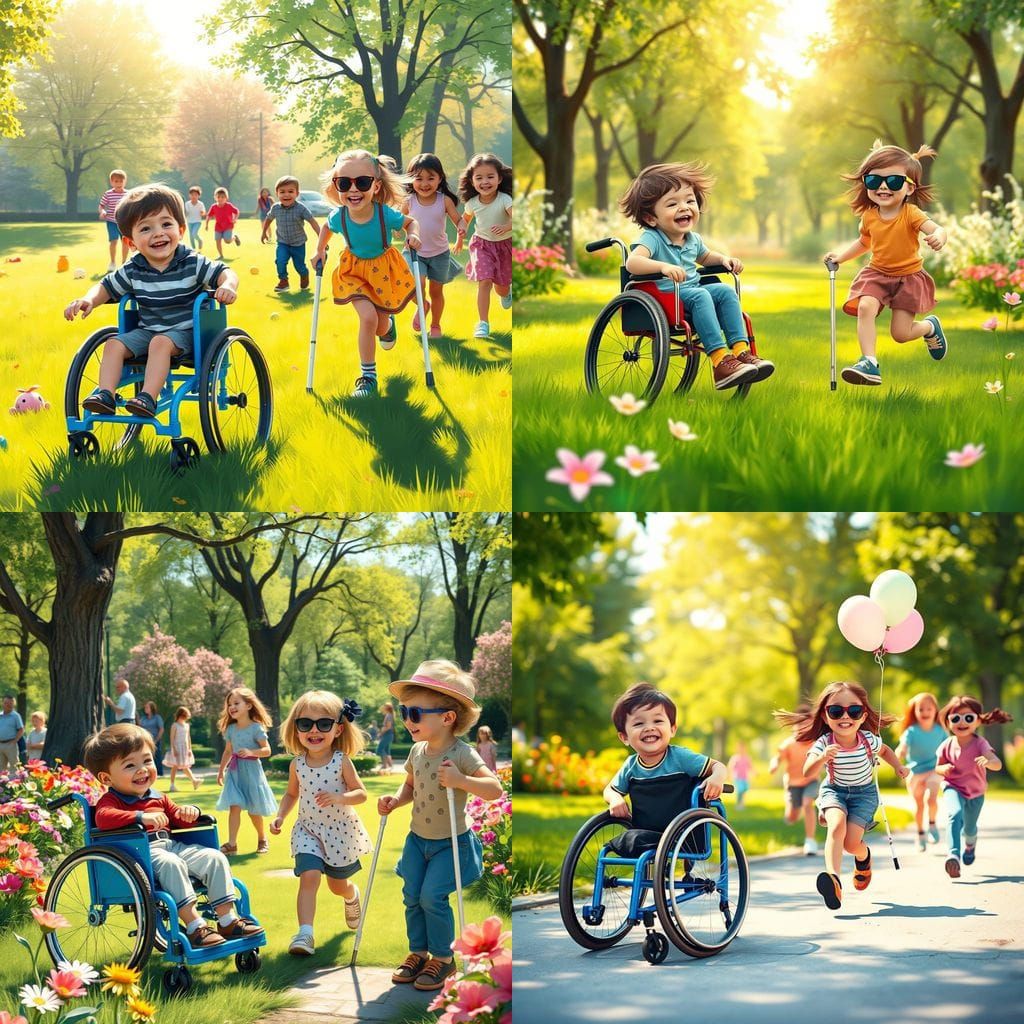 Children Playing in Park, Embracing Inclusion and Joy