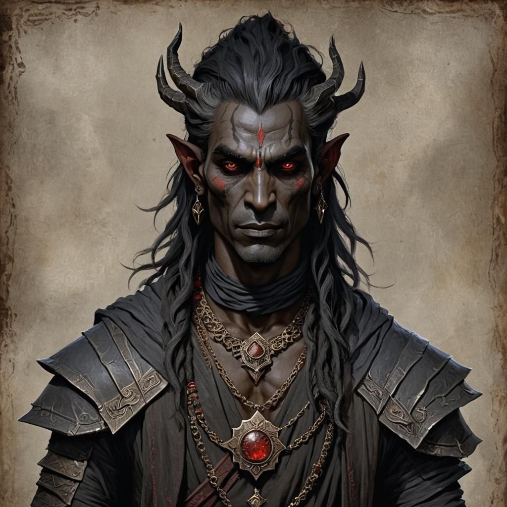 Dark Elf Alchemist Portrait in South Asian Style