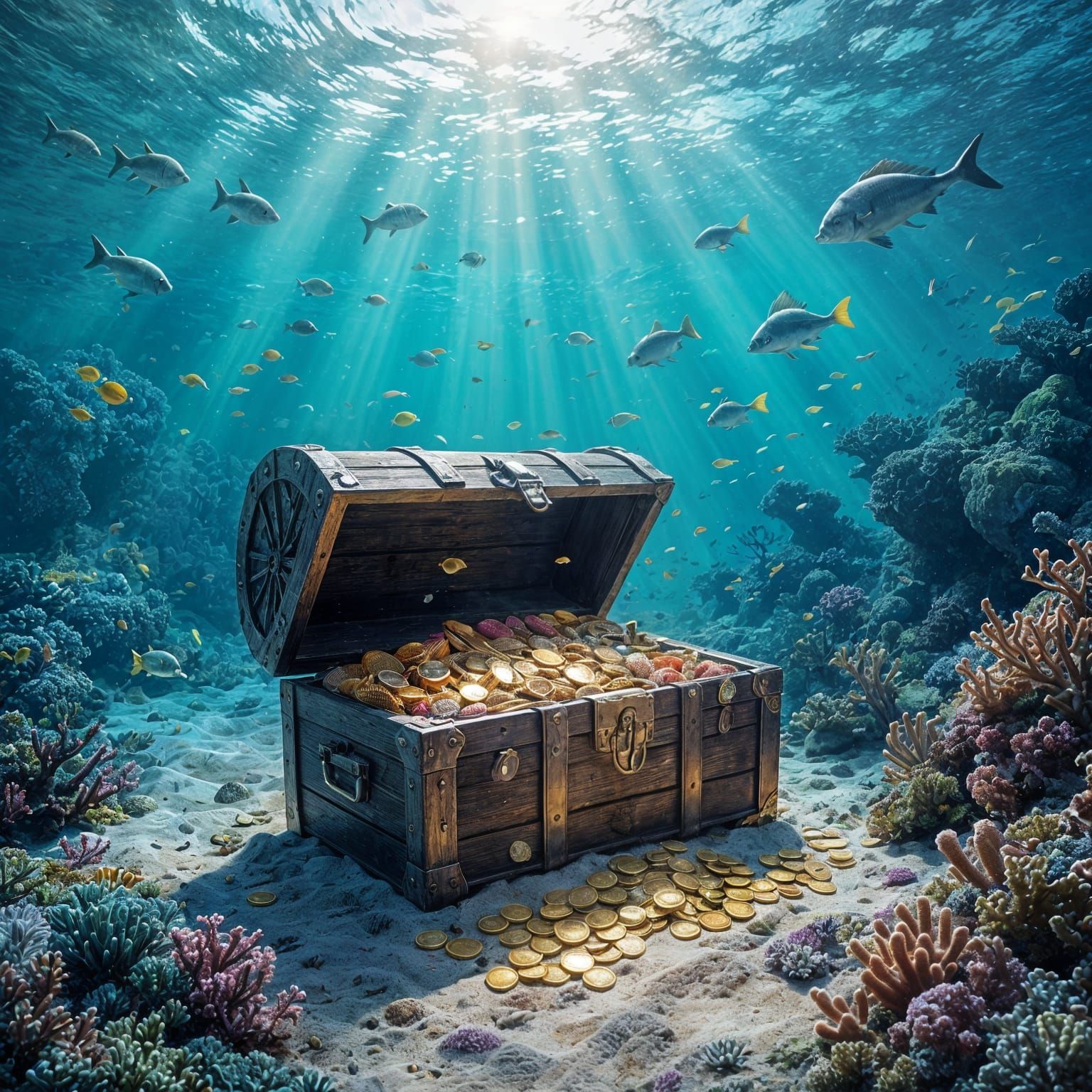 Sunlit Treasure Chest in Airbrush Style