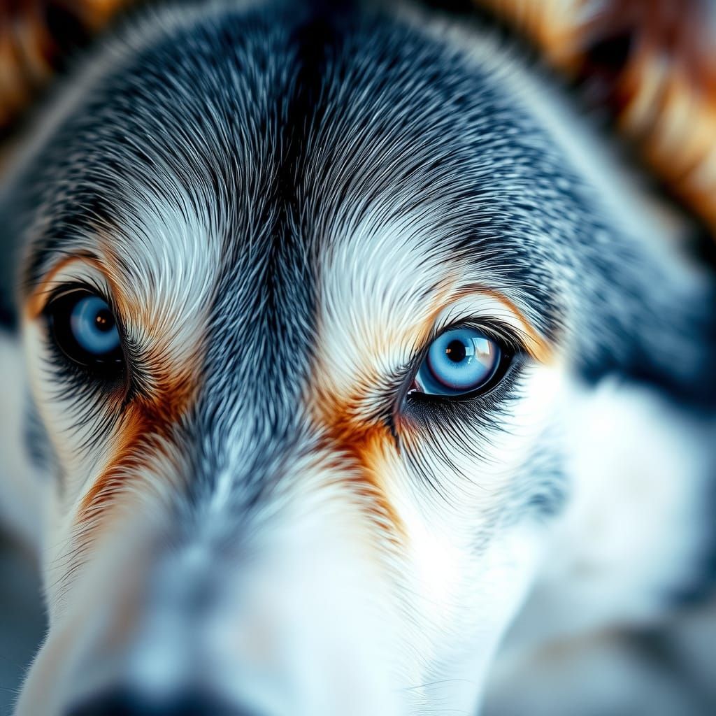 Macro Siberian Husky Blue Eyes in 8K
