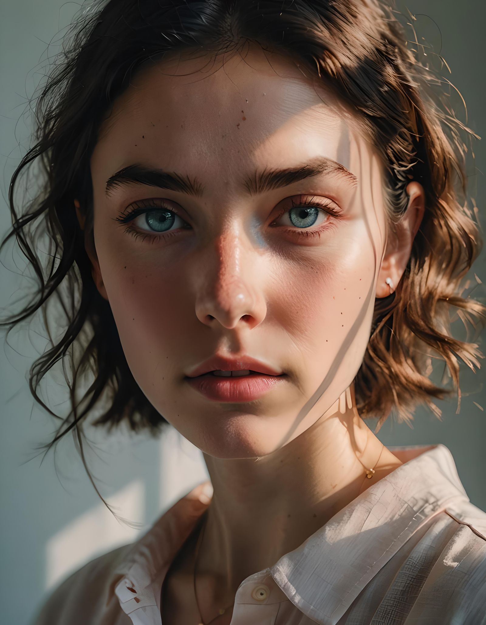 Dramatic Portrait with Shadow Play in Pastel Hues