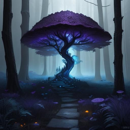 Noir Fantasy Figure in Ethereal Forest