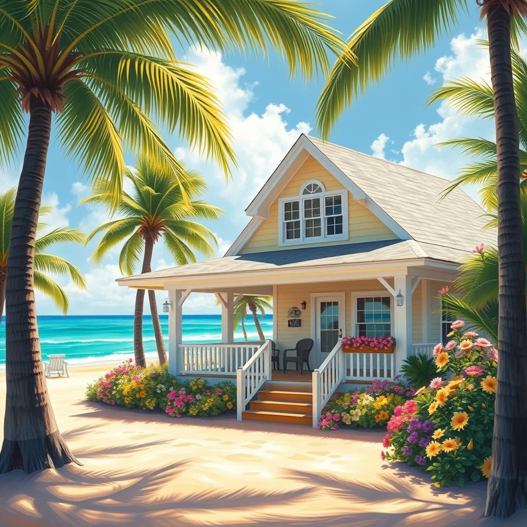 Sunlit Beach House in Dreamy Luminist Style