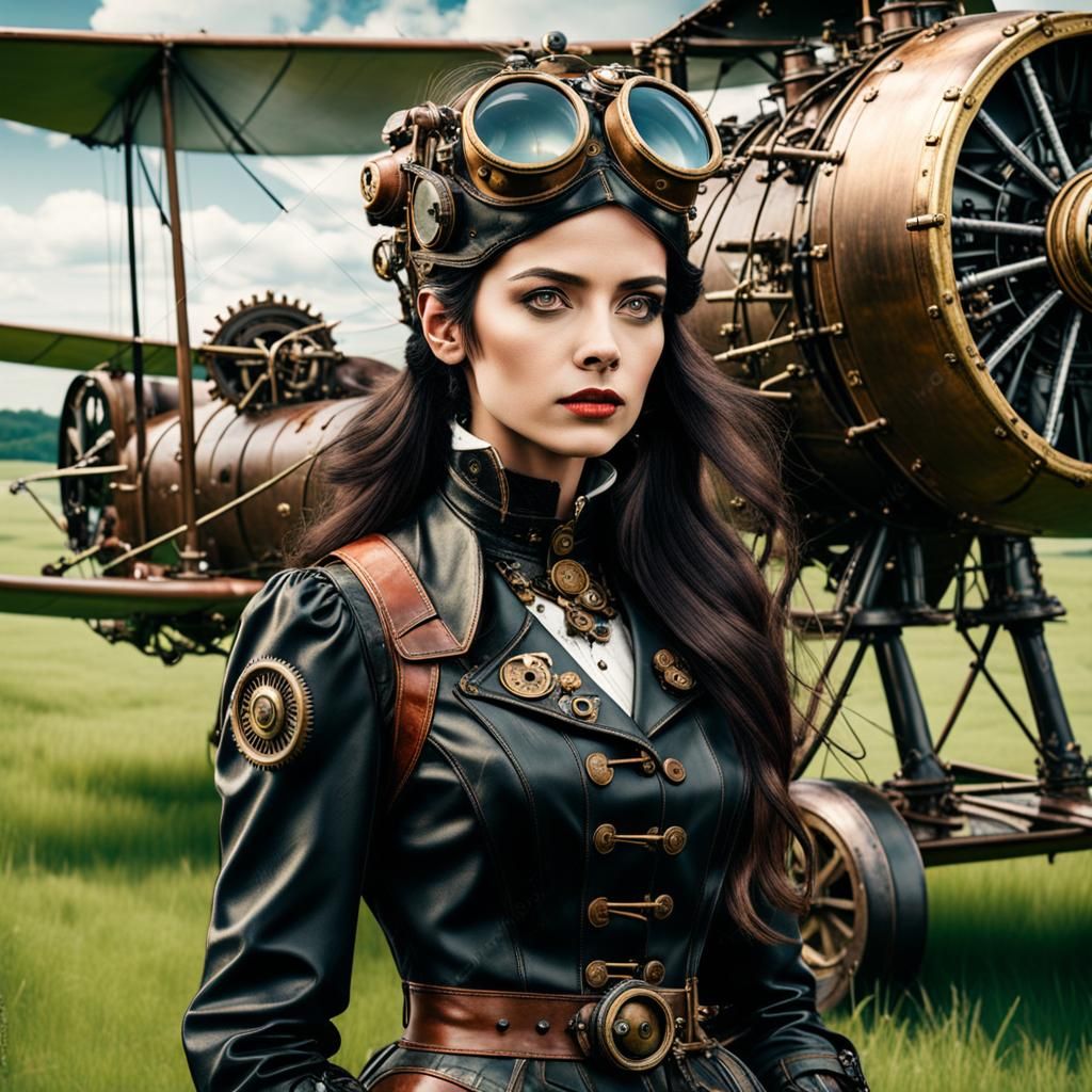 Biplane and Pilot Ready for Flight