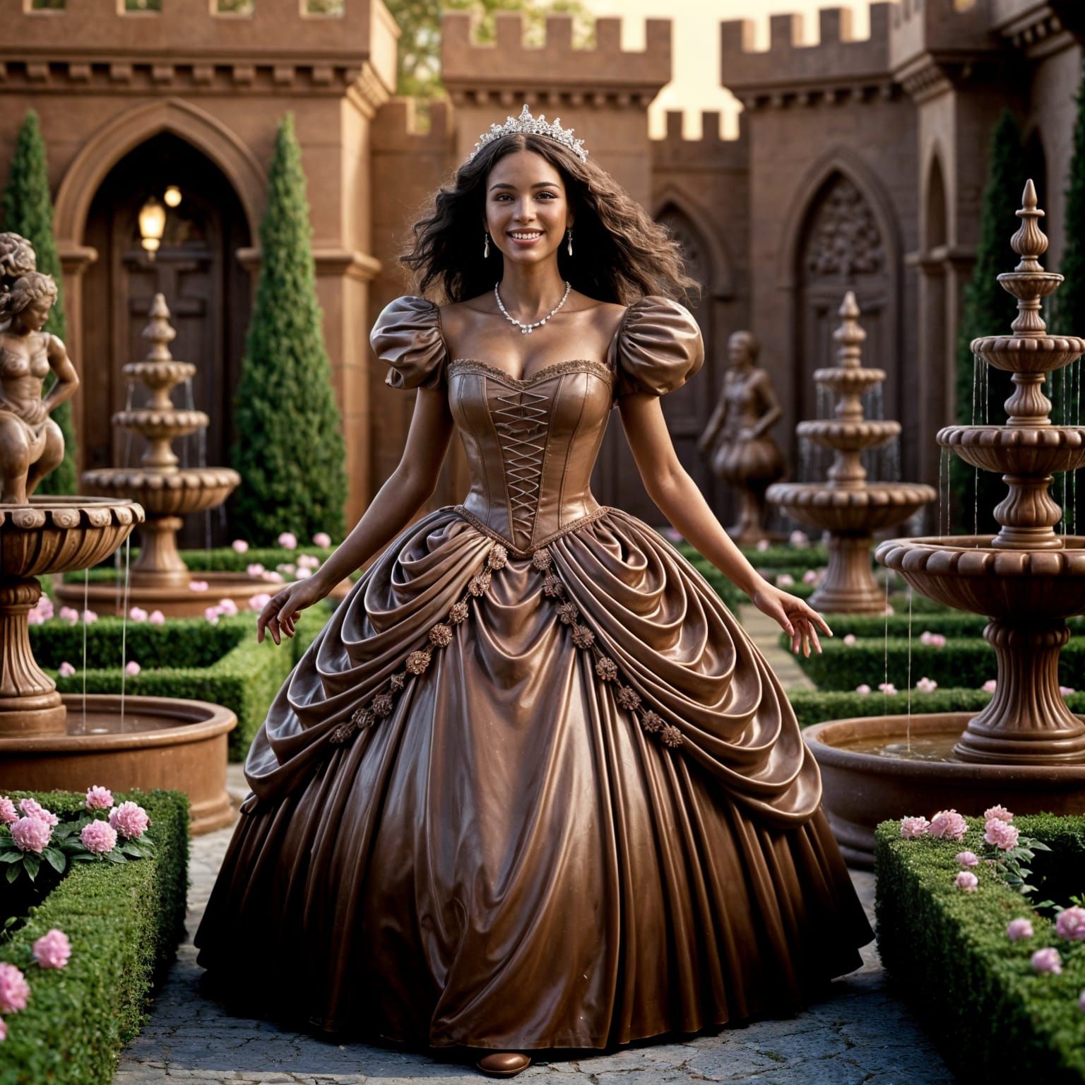 Chocolate Princess in a Castle Garden