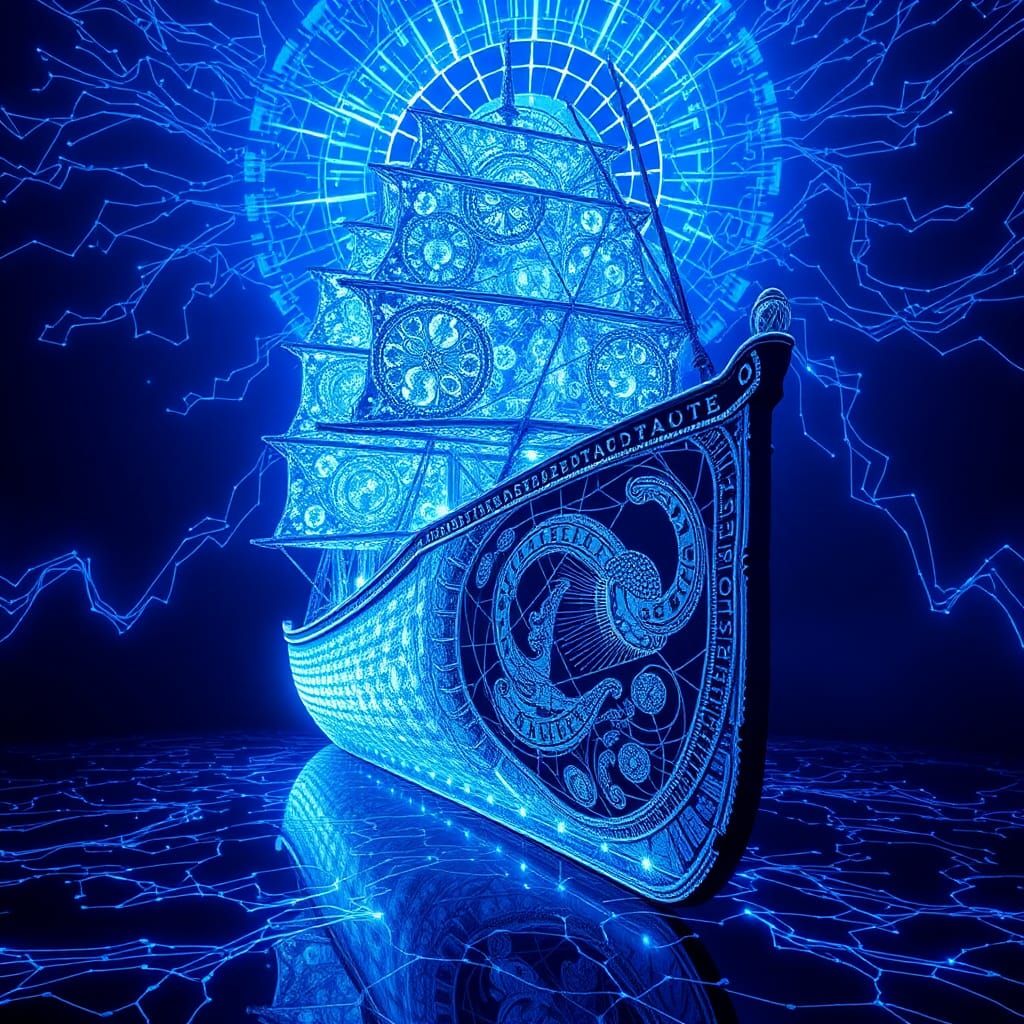 Luminous Biometric Ship: Visionary Art