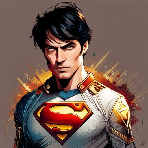 Superman with Golden Outlines: Digital Concept Art
