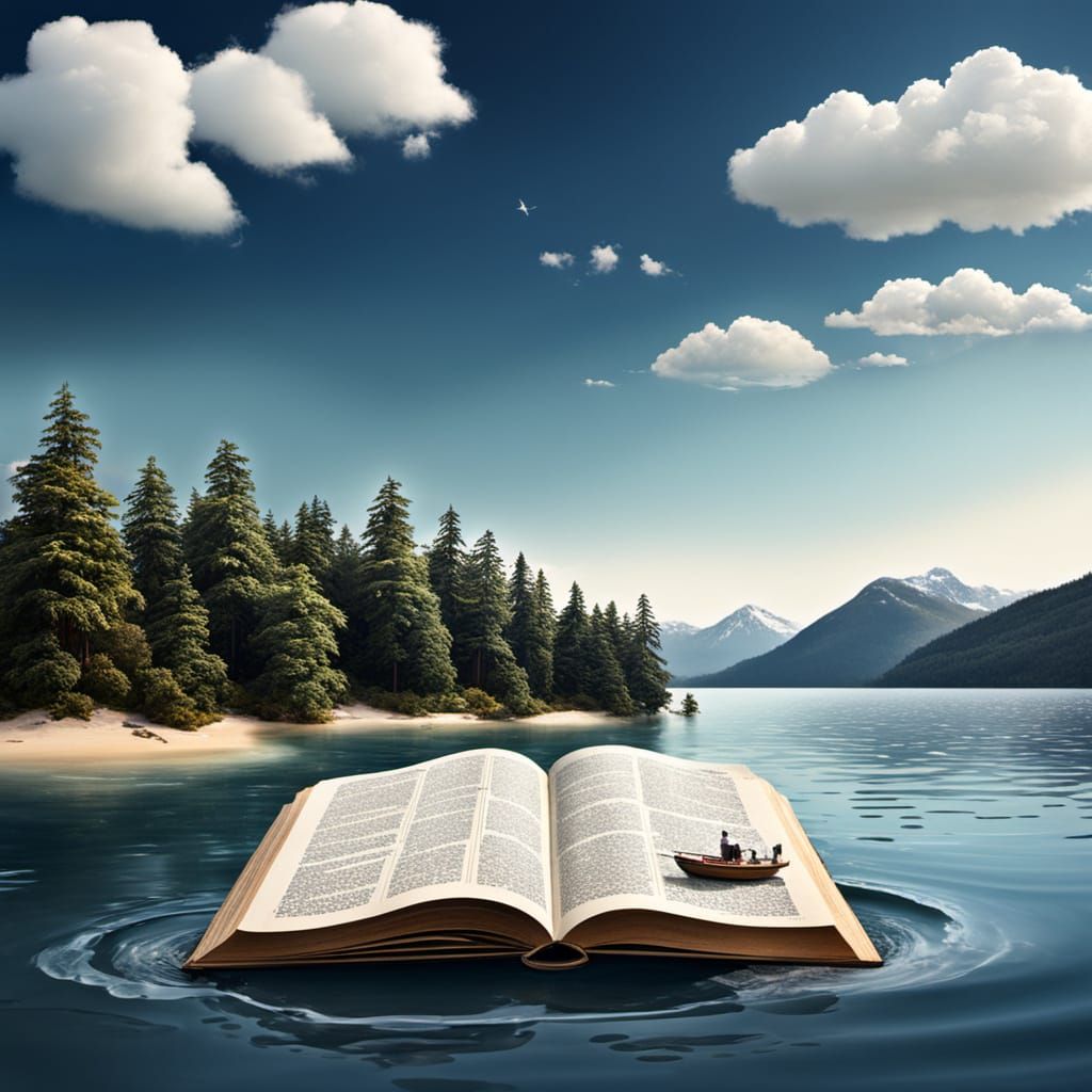 Serene Waterscape in Oil Painting Style